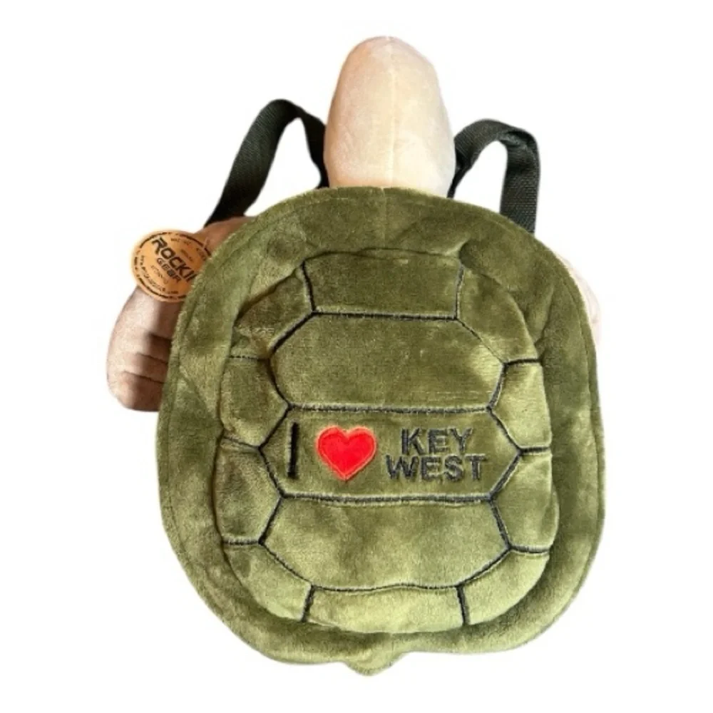Rockin Gear Green Turtle Plush Backpack “I ❤️ Key West” Embroidered Patch